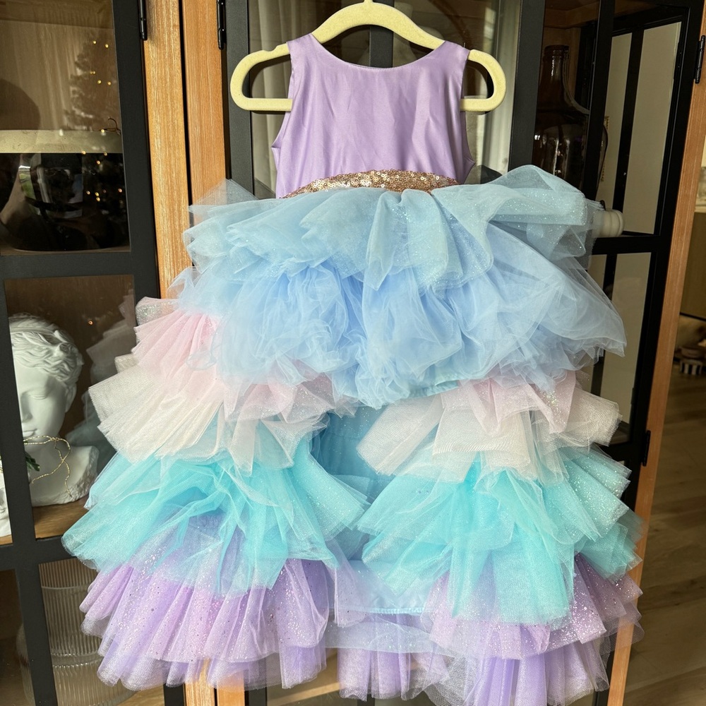 Itty Bitty Toes dress tulle Arabella Unicorn Gown toddler birthday bow glitter - Picture 3 of 9